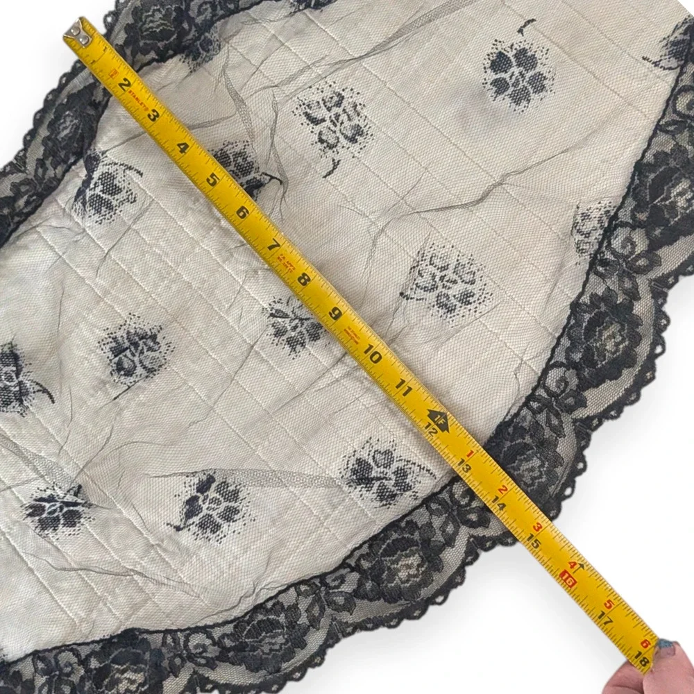 Vintage Flocked Netting & Lace Mantilla